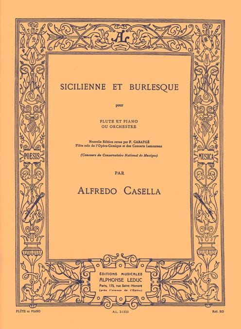 Sicilienne et Burlesque Alfredo Casella Partition Flûte traversière