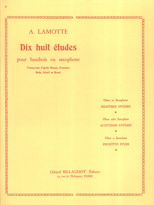 18 Etudes - Hautbois Antony (Fils) Lamotte Partition Hautbois