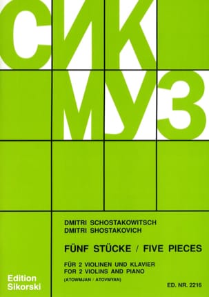 5 Pièces - 2 Violons CHOSTAKOVITCH Partition Trios