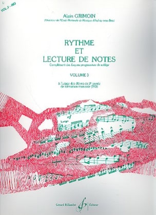 Rythme et Lecture de Notes Volume 3 Alain Grimoin Partition Solfèges