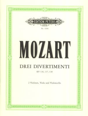 3 Divertimenti KV 136, 137, 138 - Stimmen MOZART Partition Quatuors