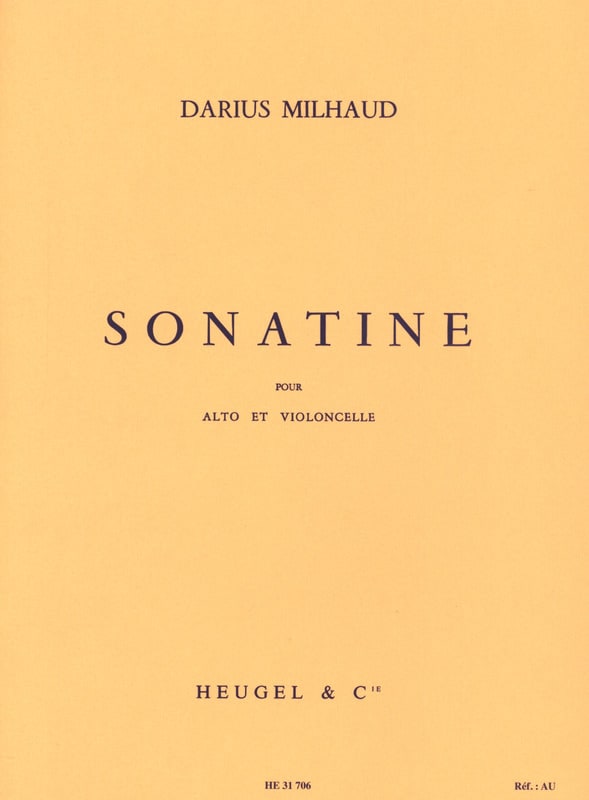 Sonatine - Alto et Violoncelle MILHAUD Partition Duos