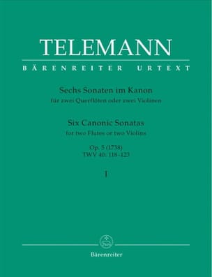 6 Sonates en canon op. 5 volume 1 - 2 flutes ou 2 violons - TELEMANN