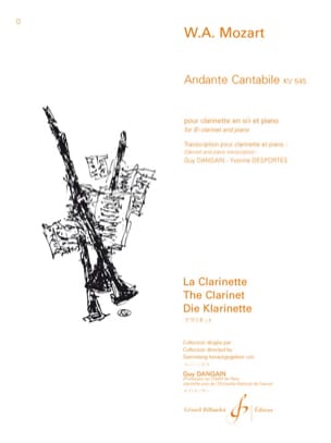 Andante Cantabile KV 545 - Clarinette MOZART Partition Clarinette