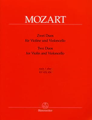2 duos pour Violon et Violoncelle MOZART Partition Duos