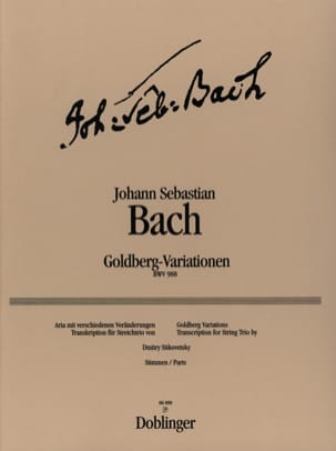 Variations Goldberg - Trio à cordes BACH Partition Trios