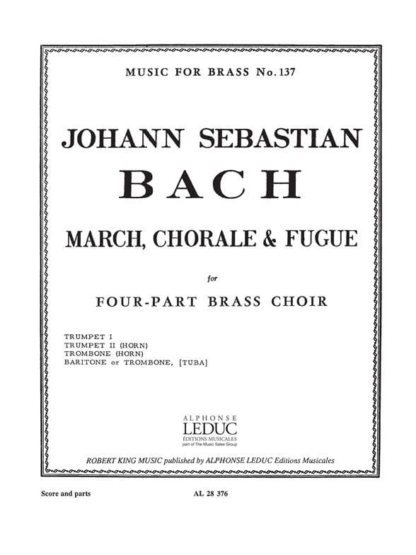 March, chorale & fugue BACH Partition Ensemble de cuivres