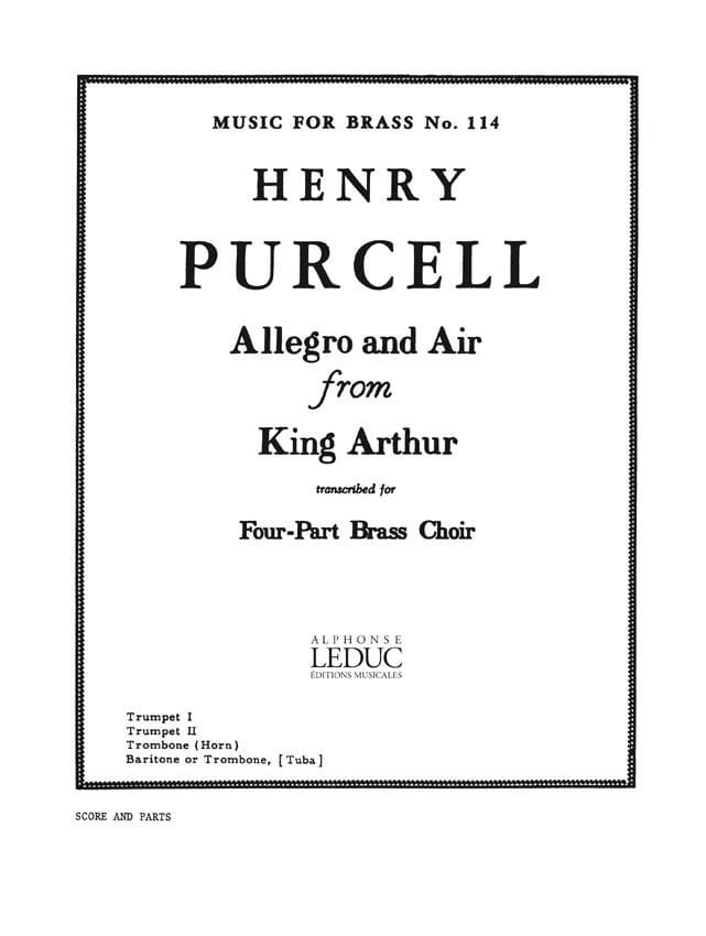Allegro and air from King Arthur - PURCELL - Partition