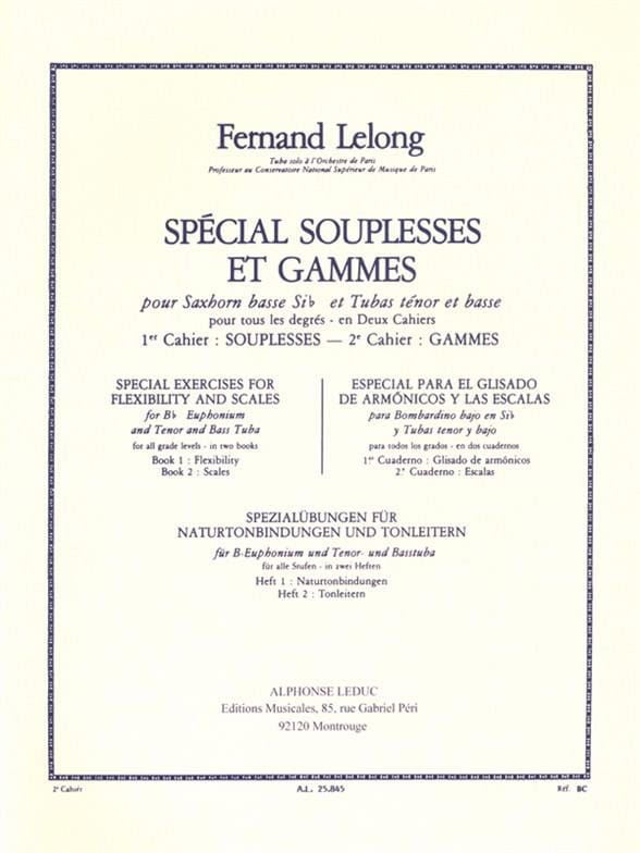 Spécial Souplesses Et Gammes Volume 2 - Gammes Lelong Partition Tuba