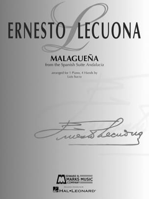 Malaguena. 4 mains Ernesto Lecuona Partition Piano