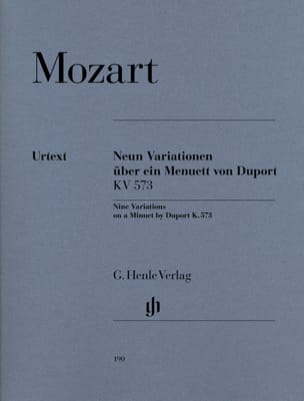 9 Variations sur un Menuet de Duport KV 573 MOZART Partition Piano