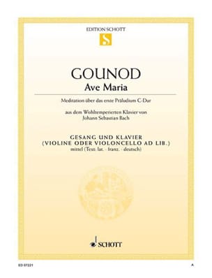 Ave Maria. Voix Moyenne GOUNOD Partition Violon