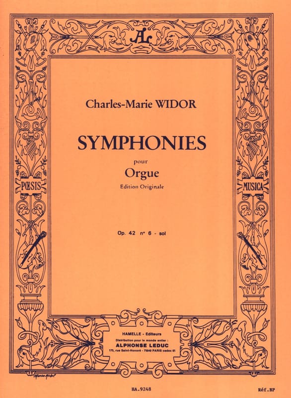 Symphonie n° 6 Opus 42 En Sol WIDOR Partition Orgue